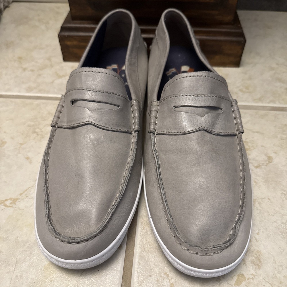 Cole Haan Nantucket Leather Penny Loafer in Silver Size 11.5